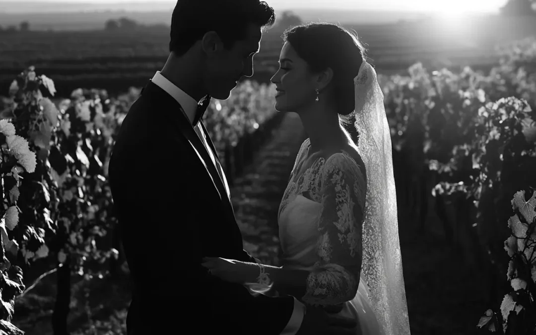 Destination wedding photographer Bordeaux couple sunset