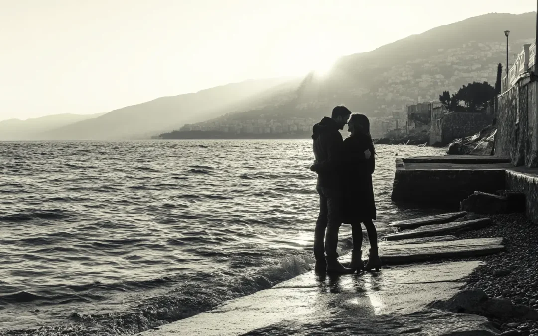 Photographe couple bord de mer en été