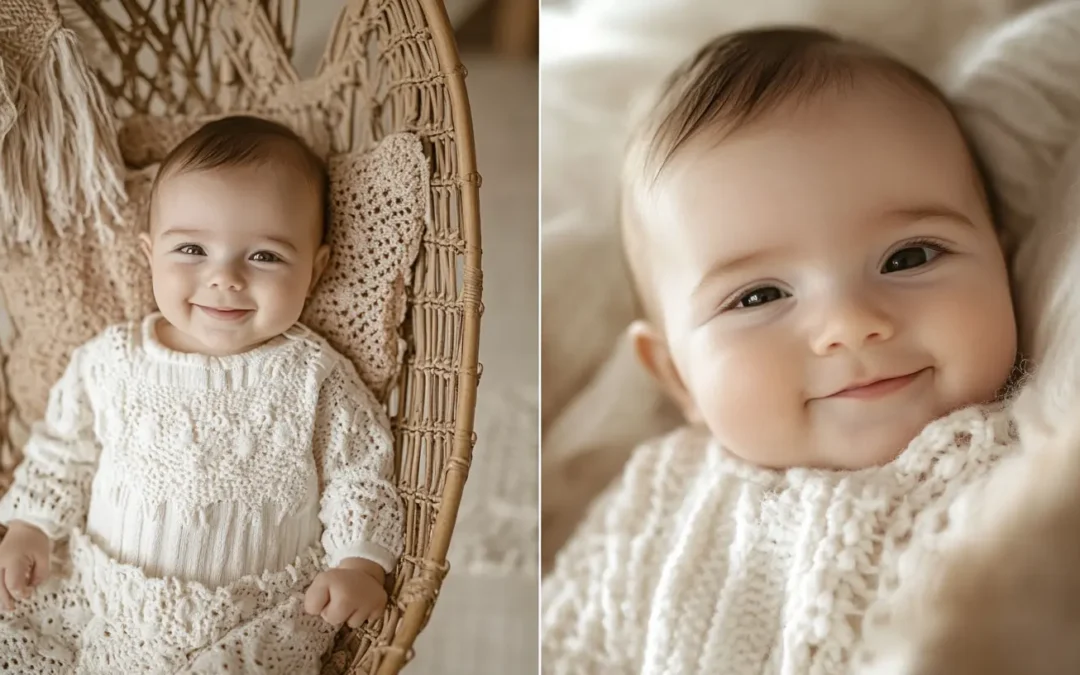 Séance photo bébé à domicile Charleroi sourire doux